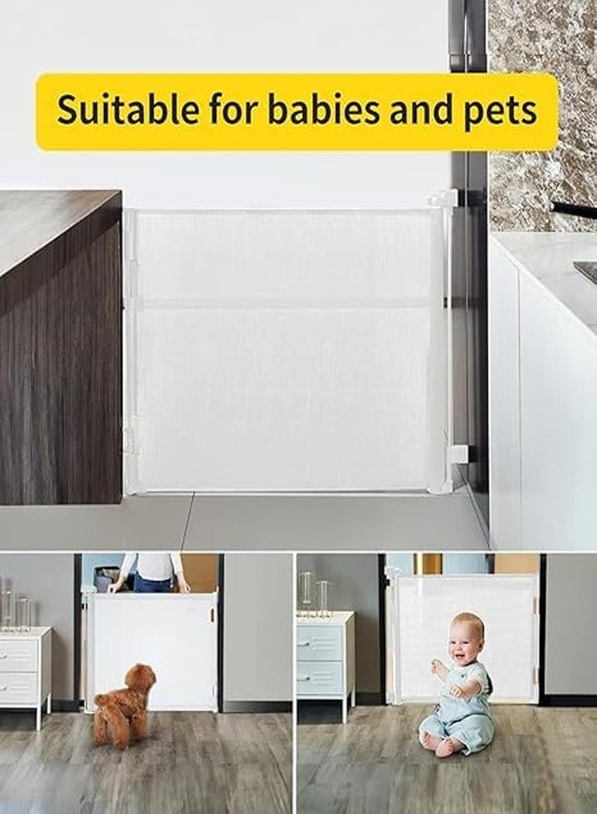 Shrevi Baby Safety Gate, Retractable Mesh, Baby Fence Barrier Expandable Child Gate for Stairs, Doorways | Pet Safety Gate (White''33x55'') - Image 2